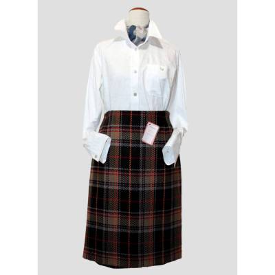 Damen Wollrock Karo Muster in Braun/Orange