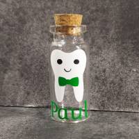Milchzahn-Glas 'PAUL' mit Zahnmotiv - Zahnglas, Zahndose - Abverkauf Bild 1