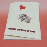Origami Grußkarte Elefant mit Herzluftballon - Sending you tons of love Bild 2
