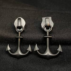 Zipper Anker, breit, schwarz, matt, 1 Stück / Schieber für Reißverschlüsse mit Spiralraupe Bild 1