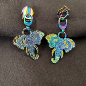 Zipper Elephant, breit, regenbogen / Schieber für Reißverschlüsse mit Spiralraupe Bild 2