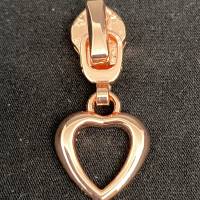 Zipper Heart1, breit, kleine Größe, rosegold / Schieber für Reißverschlüsse mit Spiralraupe Bild 1