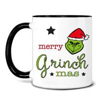 personalisierte Tasse Merry Grinchmas Lieblingsgrinch für Weihnachtsmuffel, Keramikbecher schwarz Bild 2