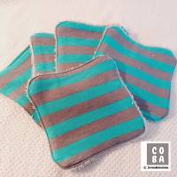 Waschlappen Waschtuch Waschlappen für Babys wiederverwendbar umweltfreundlich 5er Set  Streifen grau türkis Bild 2