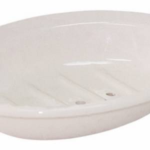 Bunzlauer Keramik Seifenschale - uni creme - handgemachte Seifenschale aus Keramik einfarbig beige Bild 1