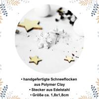 Ohrstecker Schneeflocken aus Polymer Clay • Ohrschmuck | Ohrringe | Weihnachten Bild 2