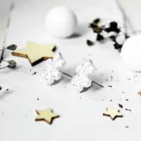 Ohrstecker Schneeflocken aus Polymer Clay • Ohrschmuck | Ohrringe | Weihnachten Bild 3