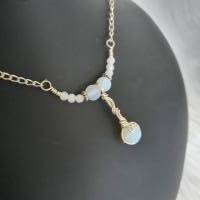 Elben Halskette mit matten Opalit Perlen/ Collier Kette/  Perlenkette Bild 2