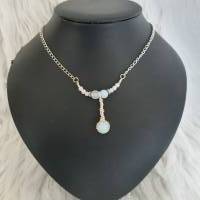 Elben Halskette mit matten Opalit Perlen/ Collier Kette/  Perlenkette Bild 3