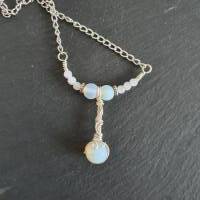 Elben Halskette mit matten Opalit Perlen/ Collier Kette/  Perlenkette Bild 7