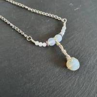 Elben Halskette mit matten Opalit Perlen/ Collier Kette/  Perlenkette Bild 8