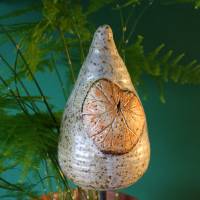 Stabspitze aus Keramik mit Blattverzierung frostfeste Gartenkeramik Bild 1
