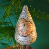 Stabspitze aus Keramik mit Blattverzierung frostfeste Gartenkeramik Bild 2