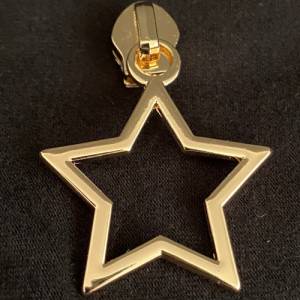Zipper Big Star, breit, gold, hell / Schieber für Reißverschlüsse mit Spiralraupe Bild 1