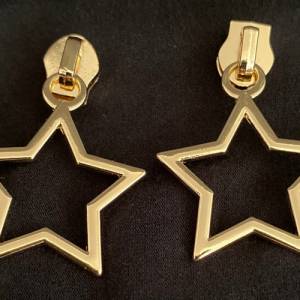 Zipper Big Star, breit, gold, hell / Schieber für Reißverschlüsse mit Spiralraupe Bild 2