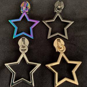 Zipper Big Star, breit, gold, hell / Schieber für Reißverschlüsse mit Spiralraupe Bild 4