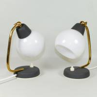 60er Jahre Tischlampen Paar Leuchten Nachtlicht 50er fifties sixties Messing schwarz gold mid century vintage upcycling Bild 2