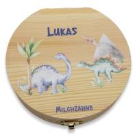 Milchzahndose personalisiert "Dino" / Milchzahnbox aus Holz Bild 1