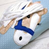Schultüte aus Stoff in hellblau / blau mit Pferd personalisiert mit Name 70cm oder 85cm Bild 3