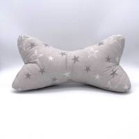 Leseknochen/Nackenkissen aus hellgrauem Baumwollstoff mit Sternen, handgearbeitet Bild 2