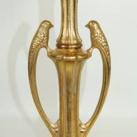 Unikat Vögel Tischlampe Leuchte 47 cm Messing gold weiß Glaskugel vintage upcycling floral Fauna Bild 4