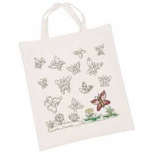 Beutel zum Bemalen "Schmetterlinge" - Henkelbeutel Baumwolle 38x42cm - Geschenk für Oma, Geschenk für Erzieherin Bild 1