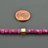 Minimalistische Rubinkette mit Würfeln und vergoldetem 925er Silber zarte Edelsteinkette Würfelkette Geschenk Hochzeit Bild 5
