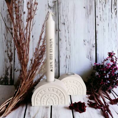 Regenbogen-Kerzenhalter | Handgefertigter Kerzenständer für Stabkerzen