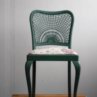 gepolsterter Vintage Stuhl Wiener Geflecht Sonnengeflecht Bild 1