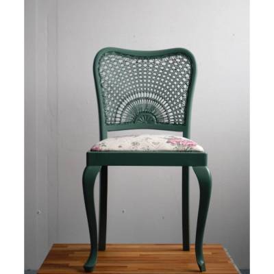 gepolsterter Vintage Stuhl Wiener Geflecht Sonnengeflecht