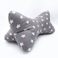 Leseknochen/Nackenkissen aus grauem Baumwollstoff mit beigen Sternen, handgearbeitet Bild 1