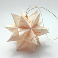Mini-Bascetta-Stern, ca. 6 cm, Creme/Gold mit Aufhängeband, Weihnachtsstern, Origami Faltstern Bild 1