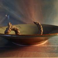 Keramikschale Objektschale grosse Schale mit modelliertem Treibholzast Bild 10