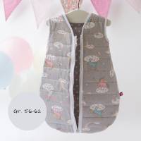 Ganzjahres Baby Schlafsack mit Einhorn Motiv, hellgrau rosa, Warmer Baumwollsteppstoff Schlafhilfe Gr. 56-62 und 68-74 Bild 2