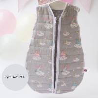 Ganzjahres Baby Schlafsack mit Einhorn Motiv, hellgrau rosa, Warmer Baumwollsteppstoff Schlafhilfe Gr. 56-62 und 68-74 Bild 3