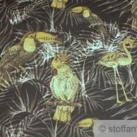 Stoff Baumwolle Rips braun Dschungel Papagei Tukan Vogel Bild 2
