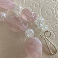 Rosenquarzkette mit Bergkristall und Si925, rosa Edelsteinkette, Geschenk Frauen, Handarbeit aus Bayern Bild 4