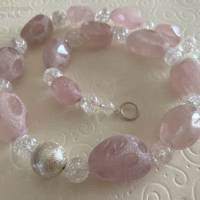 Rosenquarzkette mit Bergkristall und Si925, rosa Edelsteinkette, Geschenk Frauen, Handarbeit aus Bayern Bild 5