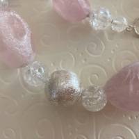 Rosenquarzkette mit Bergkristall und Si925, rosa Edelsteinkette, Geschenk Frauen, Handarbeit aus Bayern Bild 6