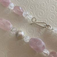 Rosenquarzkette mit Bergkristall und Si925, rosa Edelsteinkette, Geschenk Frauen, Handarbeit aus Bayern Bild 7