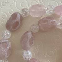 Rosenquarzkette mit Bergkristall und Si925, rosa Edelsteinkette, Geschenk Frauen, Handarbeit aus Bayern Bild 8