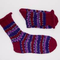 Sofa-Socken handgestrickt, lila Ringelsocken dicke Damensocken, Kuschelsocken, Wunschgröße, Wohlfühlsocken Bild 3