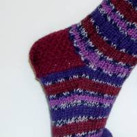 Sofa-Socken handgestrickt, lila Ringelsocken dicke Damensocken, Kuschelsocken, Wunschgröße, Wohlfühlsocken Bild 4
