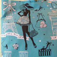 Stofftasche, Einkaufstasche, Shopper, Stoffbeutel, mit Paris-Motiven, Silberglanz Bild 4