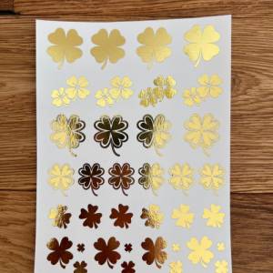 NEU: Kerzenfolie METALLIC GOLD, KLEEBLATT, A6, Wasserschiebefolie, Kerzentattoo, Glück, Klee, Bild 2