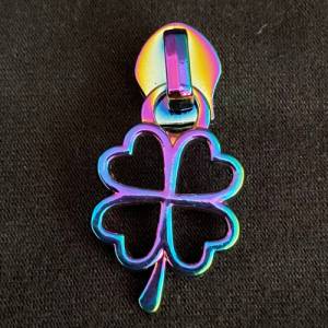 Zipper Glücksklee, breit, kurz, regenbogen / Schieber für Reißverschlüsse mit Spiralraupe Bild 1
