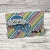 Grußkarten / Glückwunschkarten zum Geburtstag, „Alles Gute für Dich“, Heißluftballons, bunte Geburtstagskarte Handarbeit Bild 2