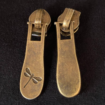 Zipper Libelle, breit, bronze, 1 Stück / Schieber für Reißverschlüsse mit Spiralraupe