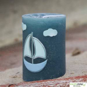 Maritime Kerze mit Segelschiff in azur-blau, Maritimes Geschenk, Nautic Art, Urlaubsgeschenk Bild 4