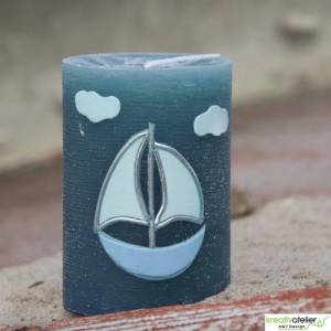 Maritime Kerze mit Segelschiff in azur-blau, Maritimes Geschenk, Nautic Art, Urlaubsgeschenk Bild 5